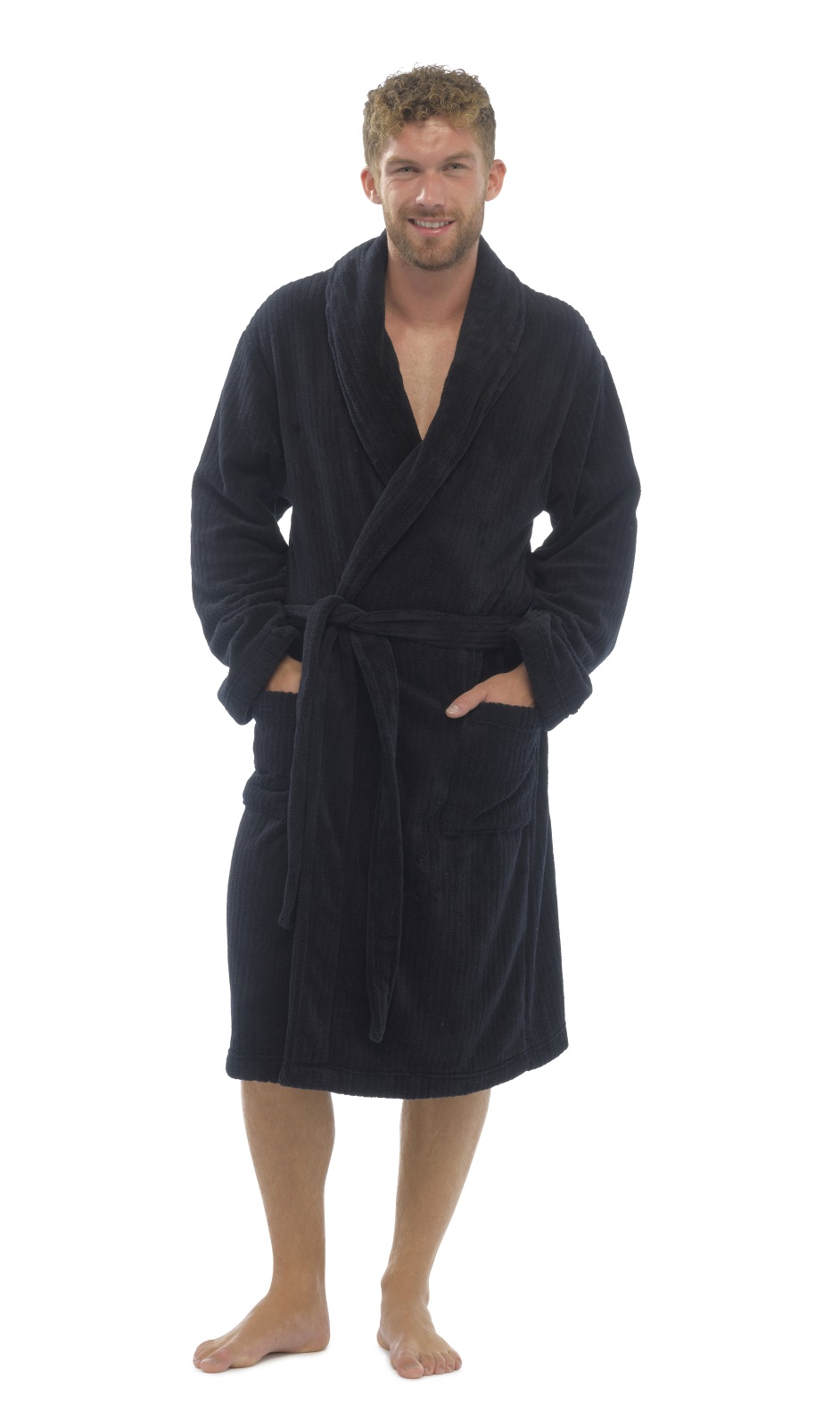 Mens Luxury Full Length Velour Fleece Robe Dressing Gown Boys Gents